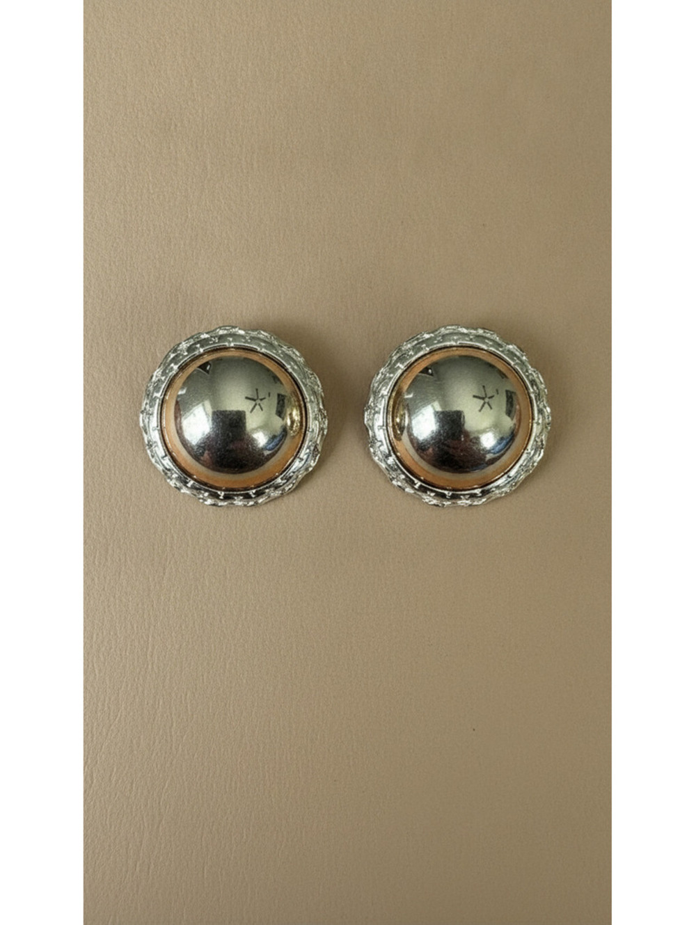 Vintage Monet Gold-Tone Domed Round Statement Pierced Earrings